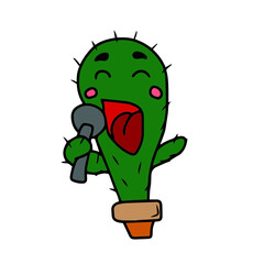 Vector children's design for postcard banners.Cute funny cactus in a pot