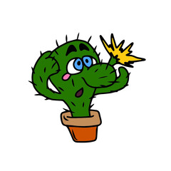 Vector children's design for postcard banners.Cute funny cactus in a pot