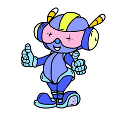 Vector children's design for postcard banners.Funny robot