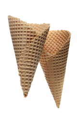 Empty ice cream cone isolated on white background