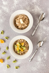 breakfast with Oatmeal and fruits