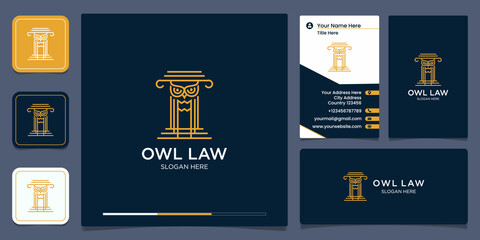 owl law pole logo design and business card