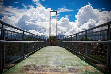 Urban bridge and sky with clouds