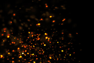 Abstract illustration of colorful blurred lights background, bokeh effect, on black background