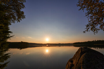 A Beautiful sunset reflected in the lake