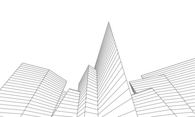 abstract architecture design digital 3d drawing