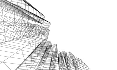 abstract architecture design digital 3d drawing