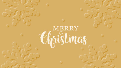 Fototapeta na wymiar A gold christmas card with snowflakes. Modern Merry Christmas greeting.