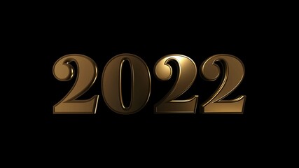 Happy New Year 2022 3D Gold Typography Numbers
