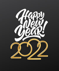 Fototapeta premium 2022 Golden 3d number. Happy 2022 New Year. Vector illustration