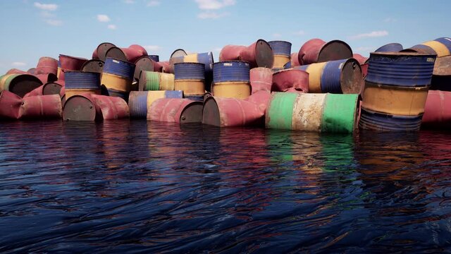 Hundreds of old disused oil barrels discarded into the environment, polluting the land and destroying the water with horrendous toxic waste.