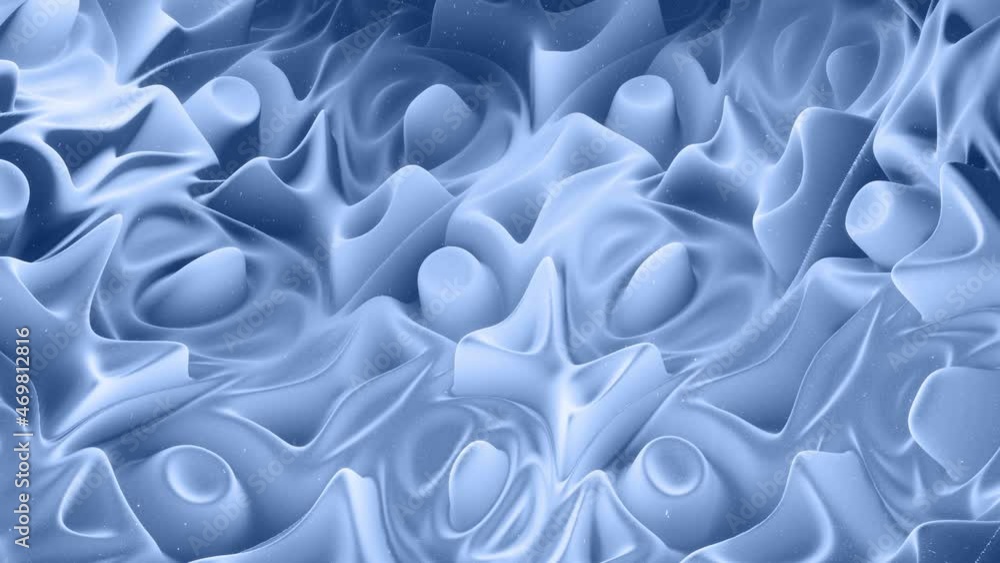 Poster beautiful abstract 3d surface with glitter sparkles, abstract 3d waves run on surface in loop. black