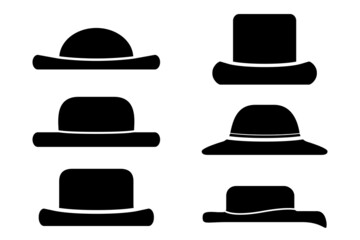 Creative hipster hat icon vector set. Retro style hats collection to use in vintage, old style projects.
