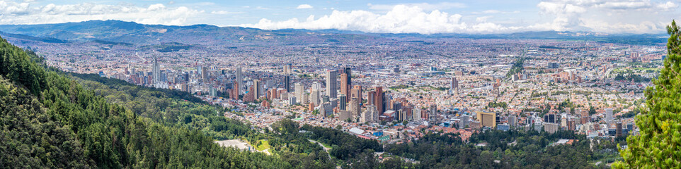 Panoramic view of the city of Bogota from the eastern hills.