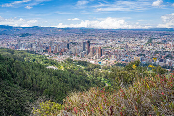 Panoramic view of the city of Bogota from the eastern hills.