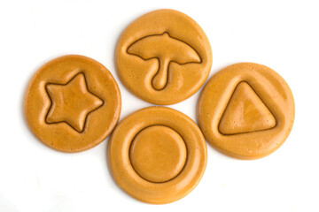 dalgona  biscuits on white background