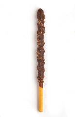 Korean stick in chocolate on a white background