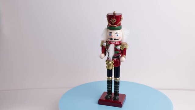 Beautiful view of Nutcracker figure isolation on background. Christmas holidays concept. Sweden.