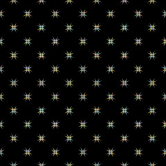 Geo floral seamless pattern. Abstract vector colorful ornament with stars. Modern minimal geometric texture. Cool background used for design print, wallpaper, business cards, clothes, textile, wrap