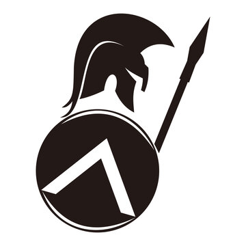 Spartan with spear icon logo symbol