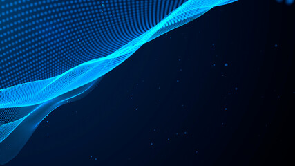 Digital wave background abstract particle blue color illustration.3d illustration