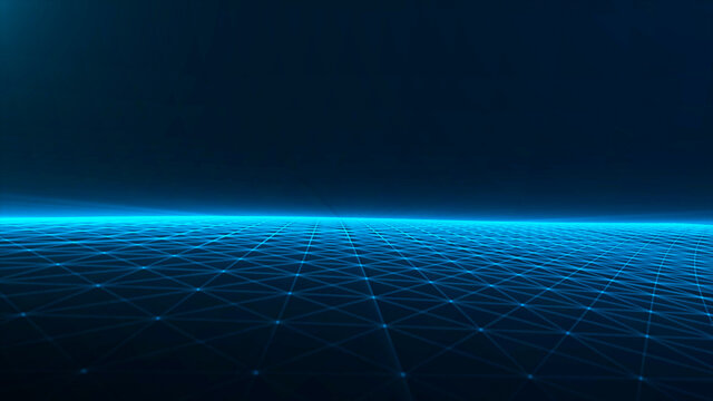 Abstract network technology concept. 3d illustration background . Abstract digital landscape with particles dots