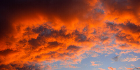 Bloody red sky at sunset. Evening sky.