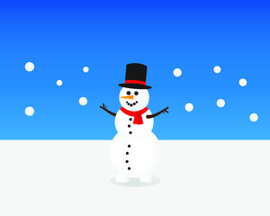 An illustration of snowman in the snow for christmas celebration.