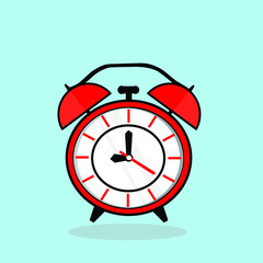 red alarm clock icon vector illustration