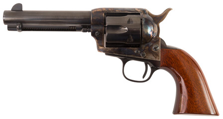 Old army single action revolver on an isolated studio background - obrazy, fototapety, plakaty