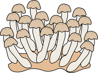 しめじ茸の可愛いイラスト素材