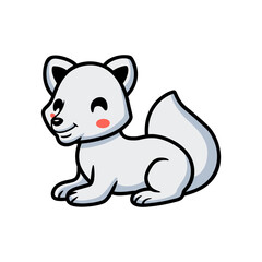 Obraz na płótnie Canvas Cute little arctic fox cartoon lying down