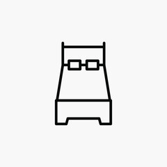 Obraz premium Bed, rest, sleep line icon, vector, illustration, logo template. Suitable for many purposes.