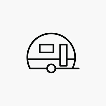 recommend clip art: Caravan, camper line icon, vector, illustration, logo template. Suitable for many purposes.