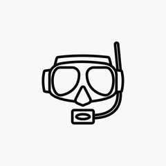 Diving mask, snorkel, scuba diving line icon, vector, illustration, logo template. Suitable for many purposes.