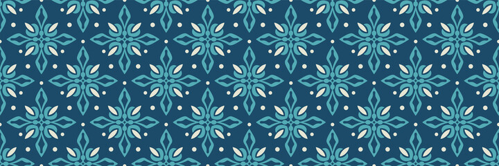 Decorative background pattern in vintage style on blue background for your design. Seamless background for wallpaper, textures. 