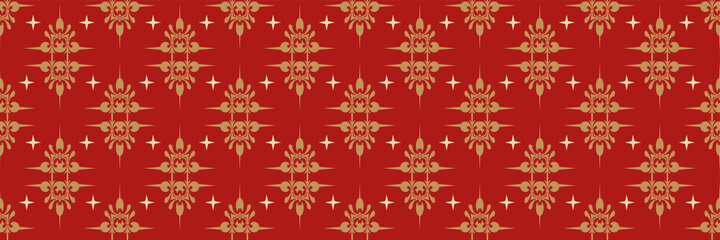 Colorful background pattern with decorative geometric ornament on red background for your design. Seamless background for wallpaper, textures.
