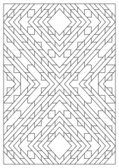 Portrait coloring pages for adults. Abstract illustration in Line Art style. Geometric composition. Black and white patterns. EPS8. Coloring-#373