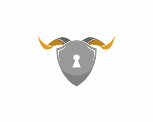 Shield protection with goat horn logo