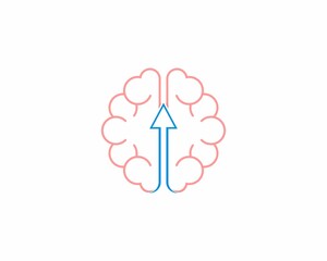 Brain line with arrow up in the middle