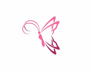 Flying butterfly in pink color logo