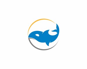 Whale in the circle shape logo