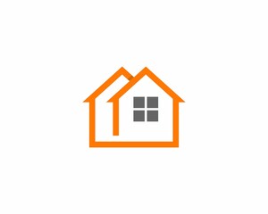 Two houses with windows in line style