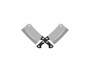 Chef knife crossed vector illustration logo