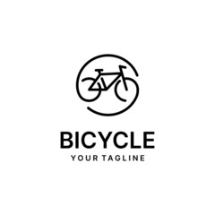 Bicycle shop logo design vector image,Monoline style logo