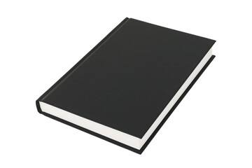 Hardcover black book on white background with clipping path