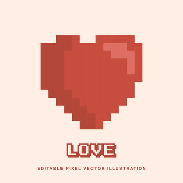 Pixel love creative design icon vector illustration for video game asset, motion graphic and others