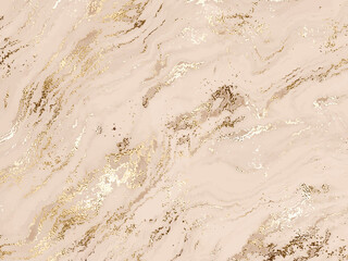 Abstract marble canvas painting background with gold glitter waves.