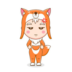Cute boy wears fox costume