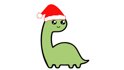 Cute dinosaur with santa claus hat